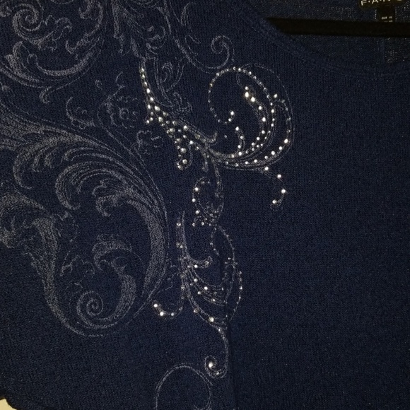 Light navy sweater with rhinestone detail - Picture 2 of 2